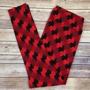NWT puzzle LulaRoe TC Leggings Womens Puzzle Pieces Red Autism Awareness NEW LLR
